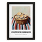 Oyster Mushroom – on Striped Tablecloth, Mushrooms Art, in sleek black frame