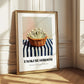 Enoki Mushroom – on Striped Tablecloth, Mushrooms Wall Print