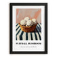 Puffball Mushroom – on Striped Tablecloth, Mushrooms Illustration, in sleek black frame