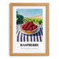 Raspberry – Valley Café Scene, Berries Wall Decor, set in oak frame