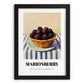 Marionberry – on Striped Tablecloth, Berries Wall Decor, in sleek black frame