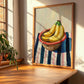 Banana – on Striped Tablecloth, Fruit Wall Decor, clean layout with no caption