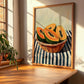 Papaya – on Striped Tablecloth, Fruit Still Life, clean layout with no caption