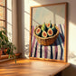 Fig – on Striped Tablecloth, Fruit Still Life, clean layout with no caption