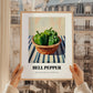 Bell Pepper – on Striped Tablecloth, Vegetable Painting, styled in a charming Paris street view