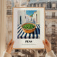 Peas – White village Outdoor Café Scene, Vegetable Print, styled in a charming Paris street view