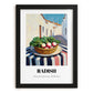 Radish – White village Café on the Corner, Vegetable Poster, in sleek black frame