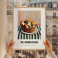 Mushrooms – on Striped Tablecloth, Vegetable Illustration, styled in a charming Paris street view