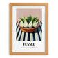 Fennel – on Striped Tablecloth, Vegetable Print, set in oak frame