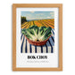 Bok Choy – Green Valley Landscape, Vegetable Illustration, set in oak frame
