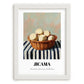 Jicama – on Striped Tablecloth, Vegetable Wall Art, placed in minimal white frame