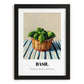 Basil – on Striped Tablecloth, Fresh Herbs Poster, in sleek black frame