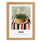 Sage – on Striped Tablecloth, Fresh Herbs Painting, set in oak frame
