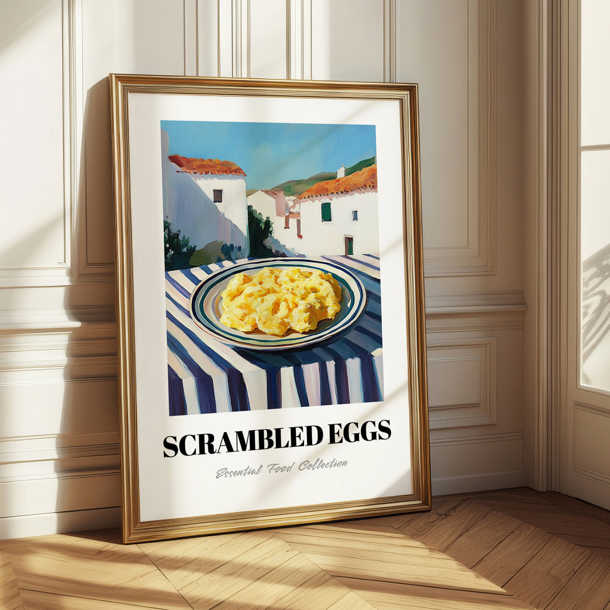 Scrambled Eggs – White village Café on the Corner, American Food Wall Illustration