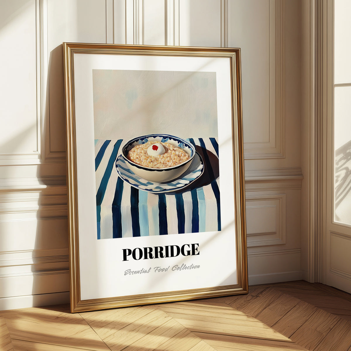 Porridge – on Striped Tablecloth, British Food Painting