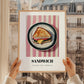 Sandwich – on Striped Tablecloth, British Food Still Life, styled in a charming Paris street view