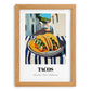 Tacos – White village Outdoor Café Scene, Mexican Food Painting, set in oak frame