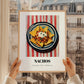 Nachos – on Striped Tablecloth, Mexican Cheese Wall Decor, styled in a charming Paris street view