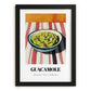Guacamole – on Striped Tablecloth, Mexican Food Still Life, in sleek black frame