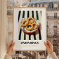 Onion Rings – on Striped Tablecloth, American Food Wall Art, styled in a charming Paris street view