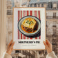 Shepherd’s Pie – on Striped Tablecloth, British Food Poster, styled in a charming Paris street view