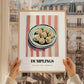 Dumplings – on Striped Tablecloth, Chinese Food Poster, styled in a charming Paris street view