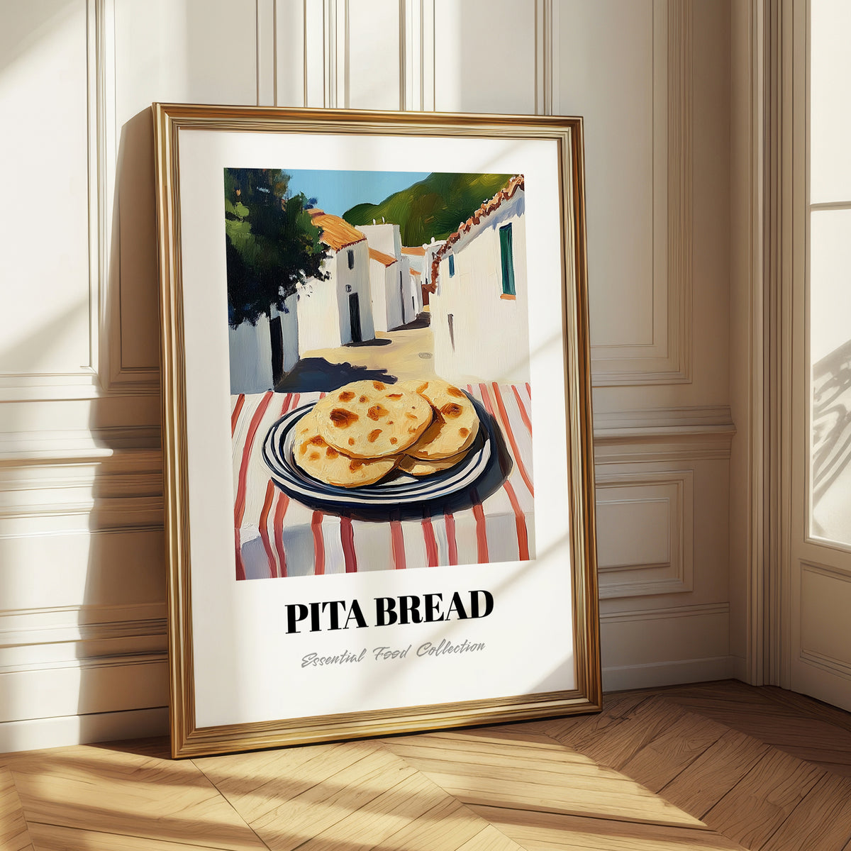 Pita Bread – White village Café on the Corner, Greek Food Illustration