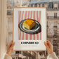 Cornbread – on Striped Tablecloth, American Pastry Print, styled in a charming Paris street view