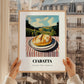 Ciabatta – Hilltop Café Scene, Italian Pastry Illustration, styled in a charming Paris street view