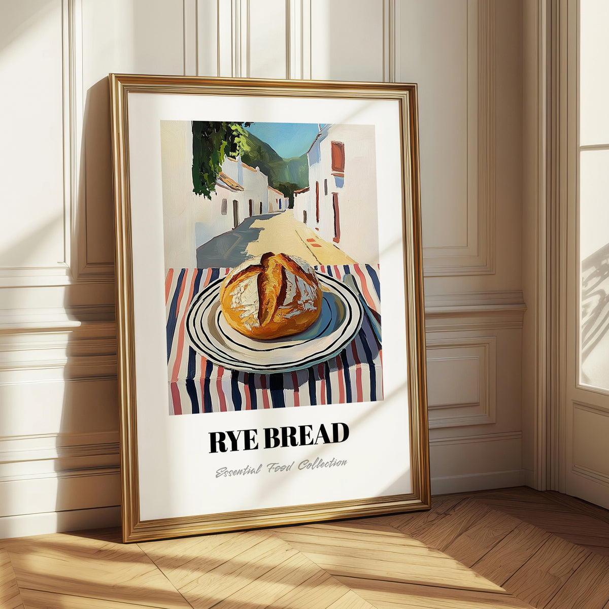 Rye Bread – White village Urban Café Scene, German Food Poster