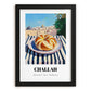 Challah – Jerusalem Skyline Scene, Jewish Food Illustration, in sleek black frame