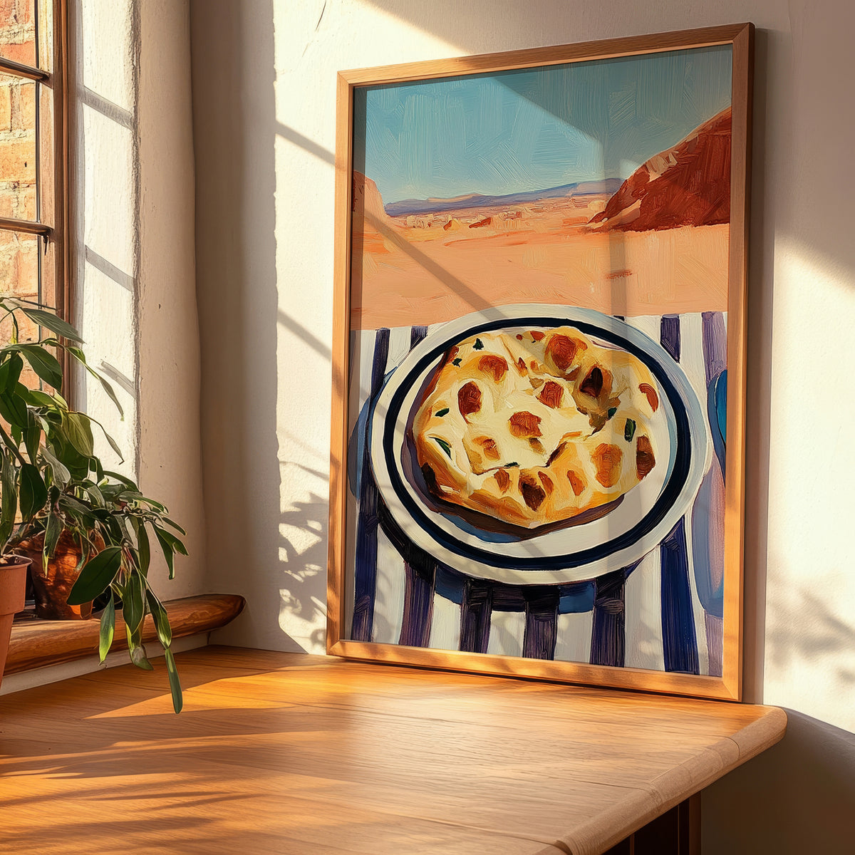 Flatbread – Desert Café Scene, Middle Food Poster, clean layout with no caption