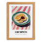 Crumpets – on Striped Tablecloth, British Pastry Wall Decor, set in oak frame