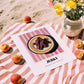 Jerky – on Striped Tablecloth, American Food Wall Decor, unframed on coastal sand