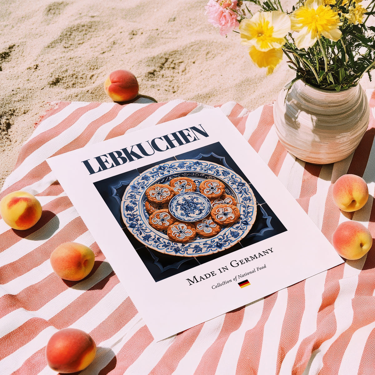 Lebkuchen – German Dessert Dish, Bistro Painting, unframed on coastal sand