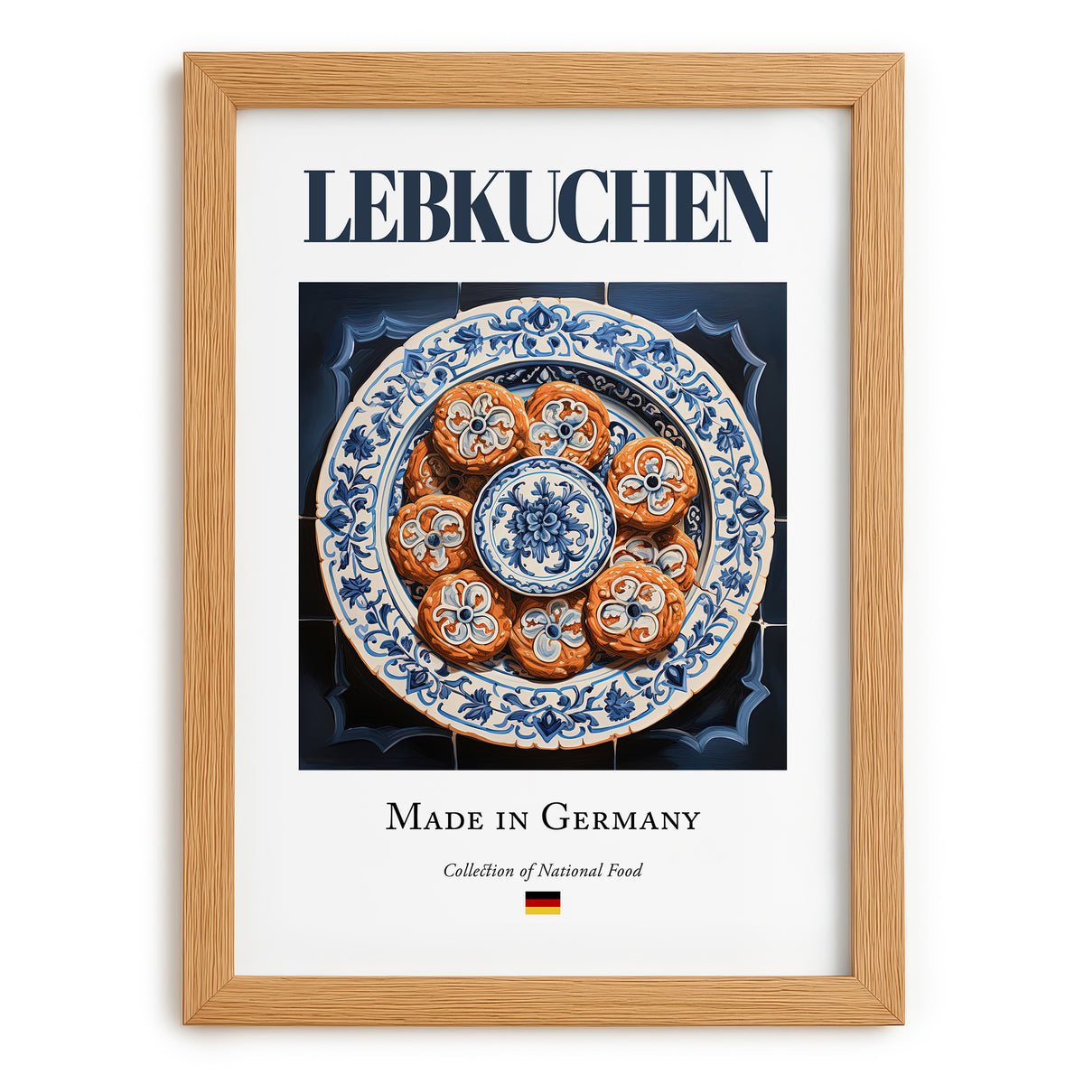 Lebkuchen – German Dessert Dish, Bistro Painting, set in oak frame