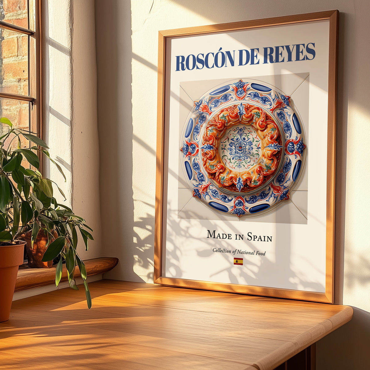Roscón de Reyes – Spanish Dessert Dish, Brasserie Wall Art, no-text version framed in wood