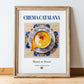Crema Catalana – Spanish Dessert Dish, Restaurant Poster, in wooden frame leaning on the floor
