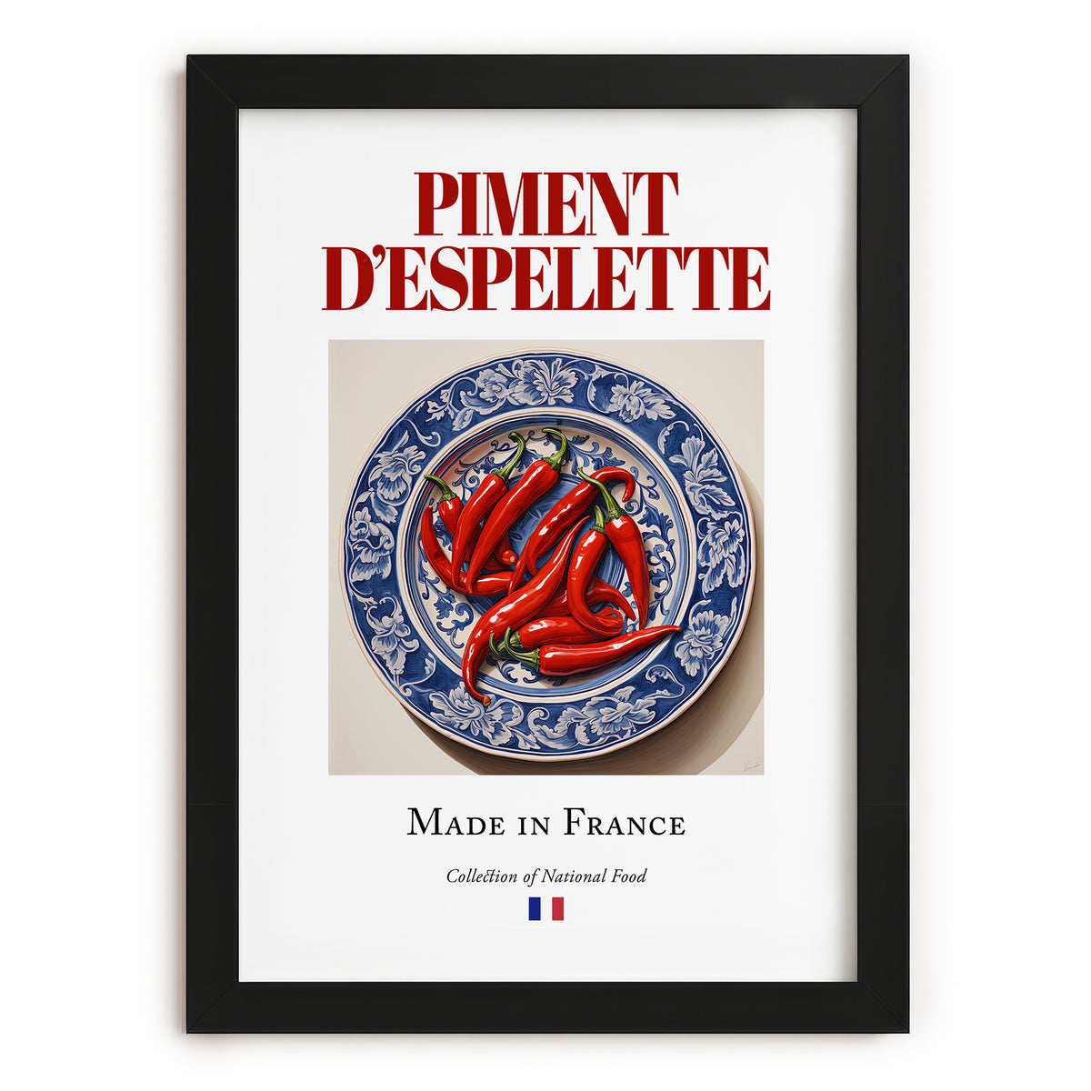Piment d'Espelette – French Spice Dish, Café Print, in sleek black frame