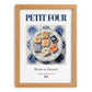 Petit four – French Dessert Dish, Bistro Wall Art, set in oak frame