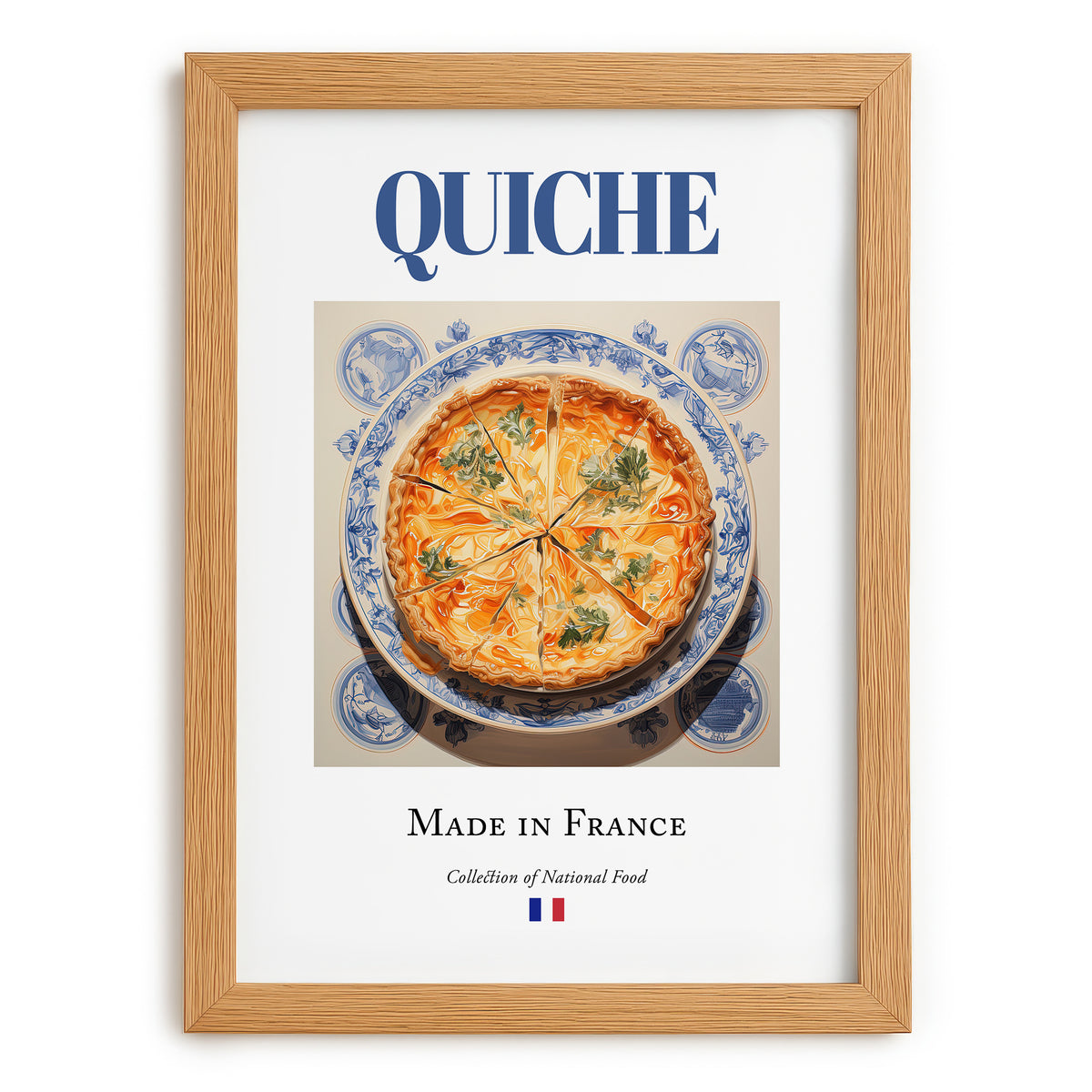 Quiche – French Dish, Bistro Wall Art, set in oak frame