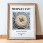 Meringue tart – French Dessert Dish, Café Illustration, in wooden frame leaning on the floor