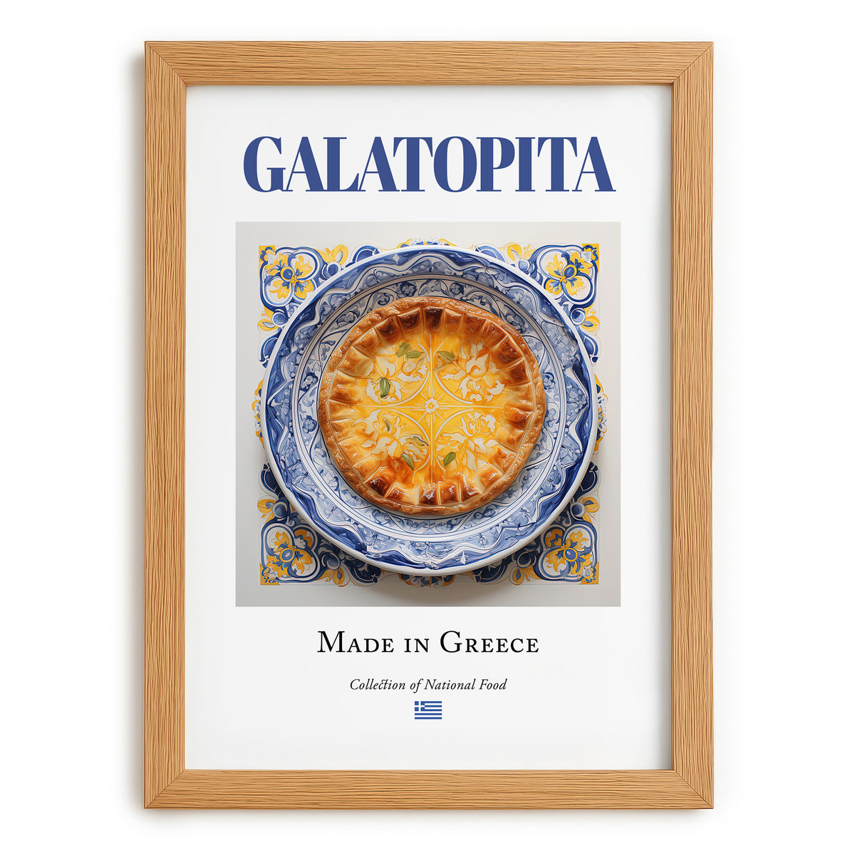 Galatopita – Greek Dish, Food Bar Poster, set in oak frame
