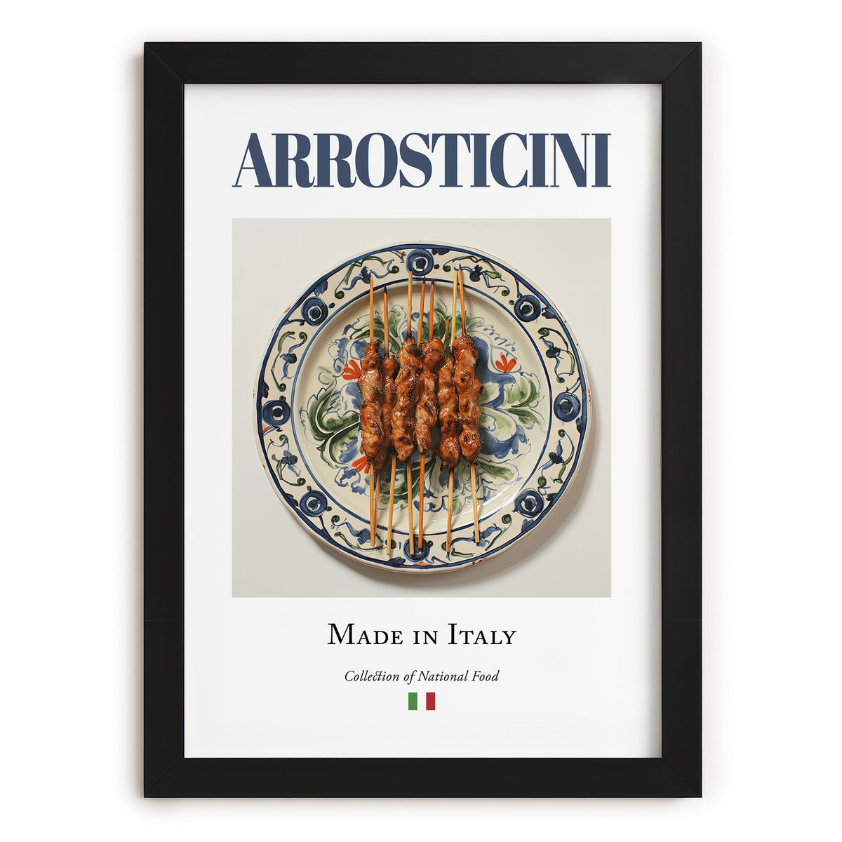 Arrosticini – Italian Meat Dish, Restaurant Poster, in sleek black frame