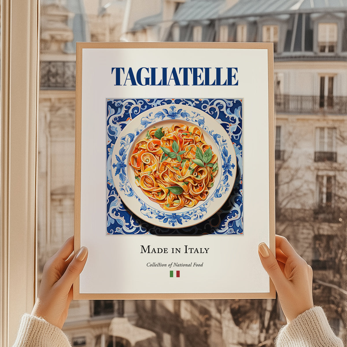 Tagliatelle – Italian Pasta, Trattoria Print, styled in a charming Paris street view