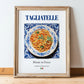 Tagliatelle – Italian Pasta, Trattoria Print, in wooden frame leaning on the floor
