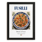 Fusilli – Italian Pasta, Trattoria Illustration, in sleek black frame