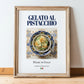 Gelato al pistacchio – Italian Dessert Dish, Brasserie Print, in wooden frame leaning on the floor