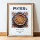 Pastiera – Italian Dessert Dish, Restaurant Illustration, in wooden frame leaning on the floor