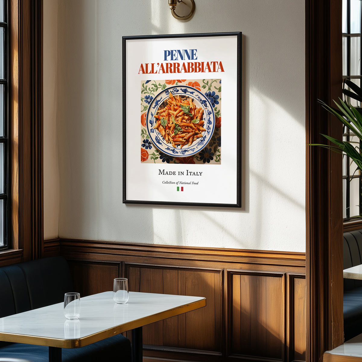 Penne all'arrabbiata – Italian Pasta, Osteria Painting, clean layout with no caption